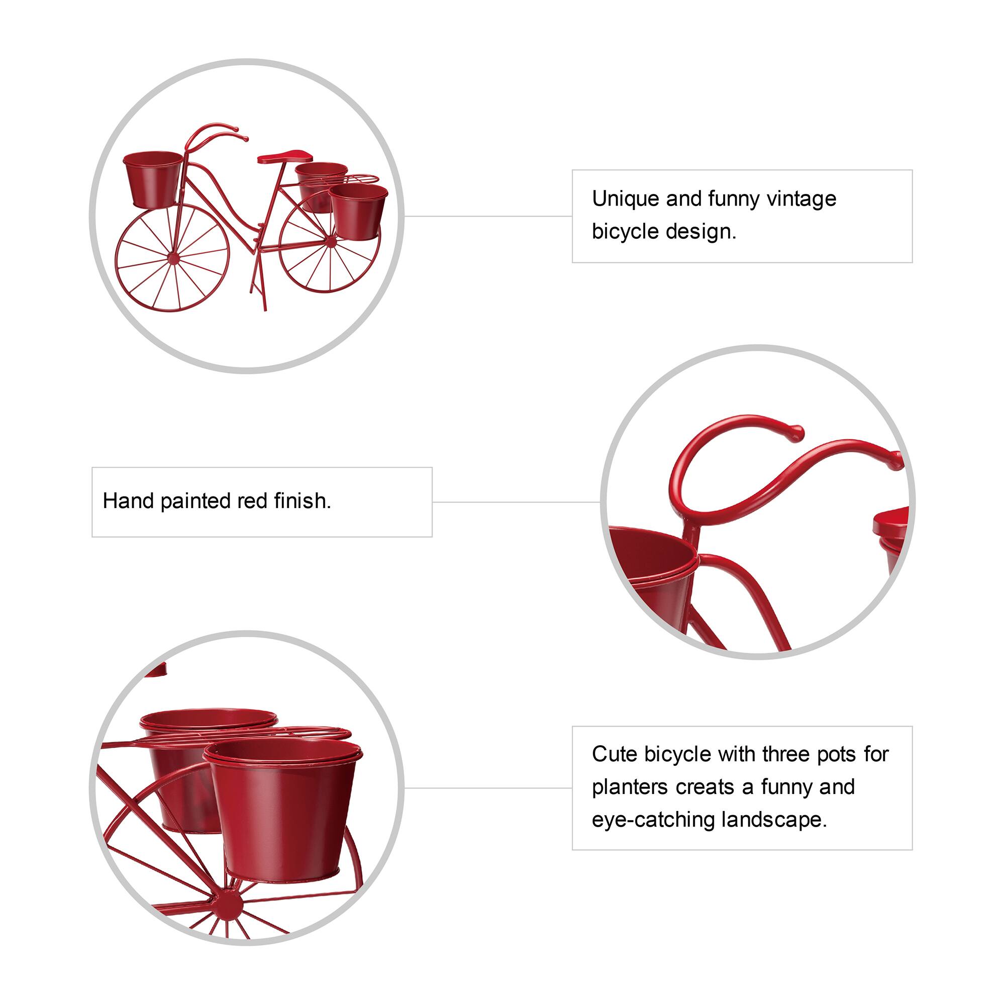 Glitzhome® 2.5ft Red Metal Bicycle Plant Stand